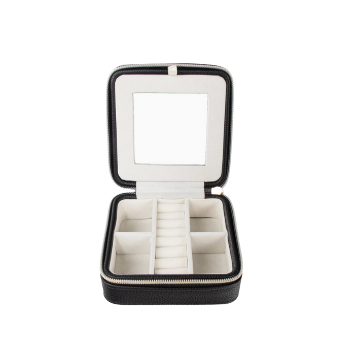 Square Travel Jewelry Case- Black