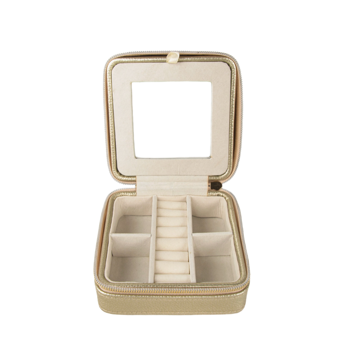 Square Travel Jewelry Case- Gold