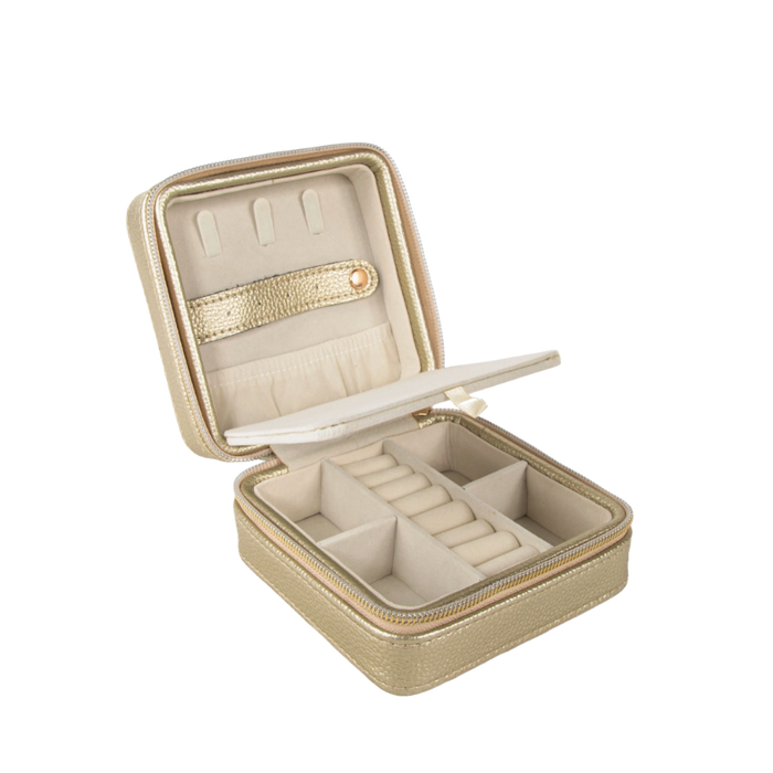 Square Travel Jewelry Case- Gold