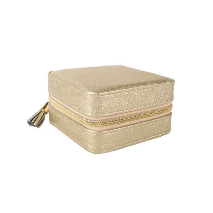 Square Travel Jewelry Case- Gold