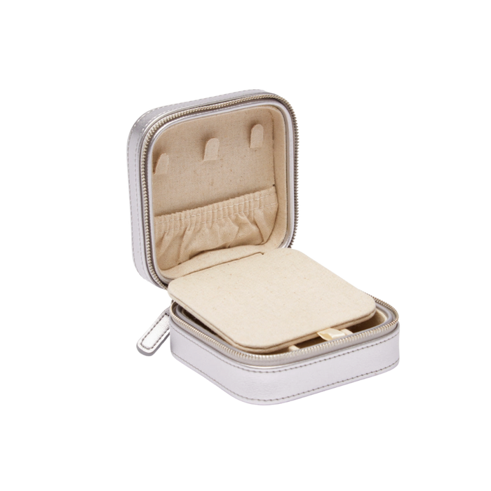 Small Travel Jewelry Case- Silver