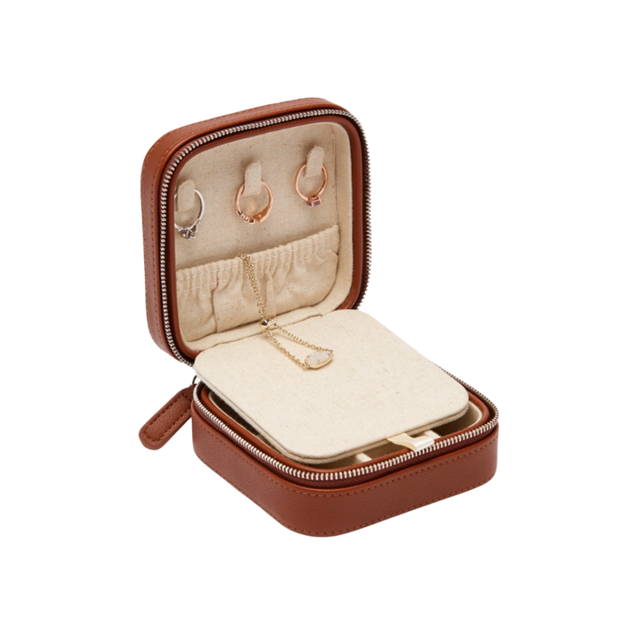 Small Travel Jewelry Case- Brown