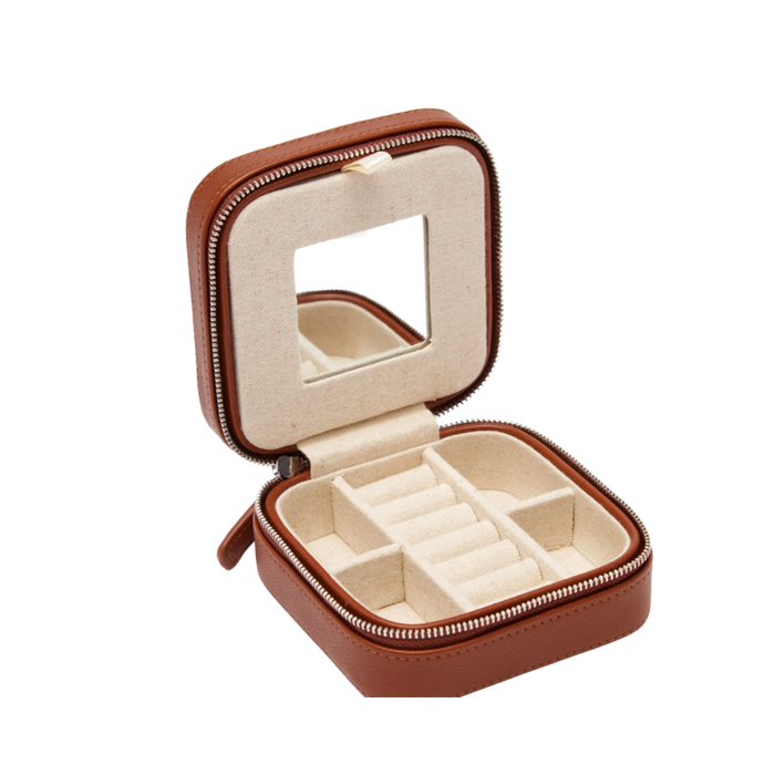 Small Travel Jewelry Case- Brown