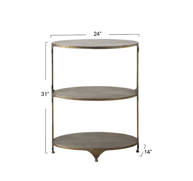 Metal 3-Tier Shelf with Antique Finish