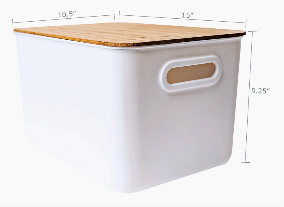 Storage Bin with Bamboo Lid- Large