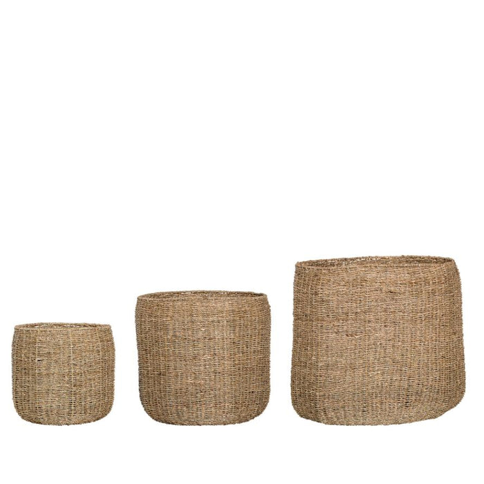 Hand-Woven Seagrass Baskets, Set of 3