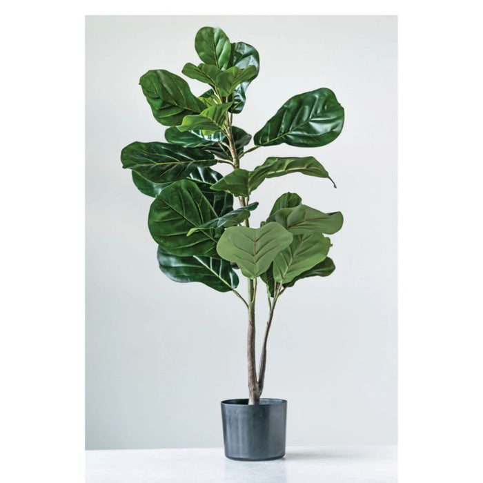 Faux Fiddle Fig Leaf Plant in Pot